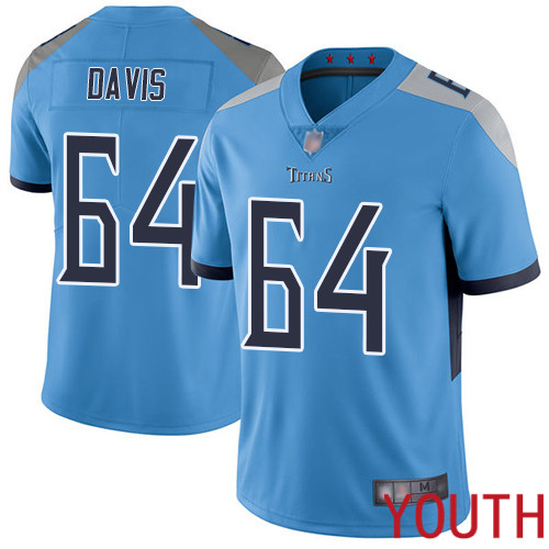 Tennessee Titans Limited Light Blue Youth Nate Davis Alternate Jersey NFL Football #64 Vapor Untouchable->youth nfl jersey->Youth Jersey